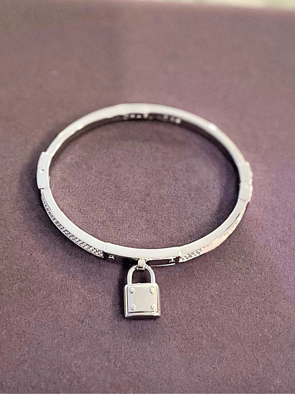 Michael Kors Pavรฉ Logo Padlock Bangle Silver